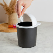 Porsima L-00586 Hippo Minik Ayıcık Görünümlü Masaüstü Çöp Kovası - Çöp Kutusu Siyah Beyaz 2 L - 2