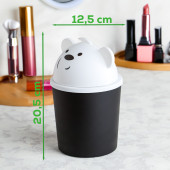 Porsima L-00586 Hippo Minik Ayıcık Görünümlü Masaüstü Çöp Kovası - Çöp Kutusu Siyah Beyaz 2 L - 3