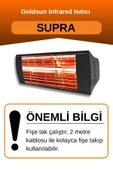 Goldsun Supra 2000 Watt GSS20 Kumandasız Suya Dayanıklı Elektrikli İnfrared Isıtıcı-Siyah thumbnail 2
