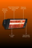 Goldsun Supra 2000 Watt GSS20 Kumandasız Suya Dayanıklı Elektrikli İnfrared Isıtıcı-Siyah thumbnail 5