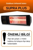 Goldsun Supra Plus 2000 Watt GSS20P Kumandalı Suya Dayanıklı Elektrikli İnfrared Isıtıcı-Siyah thumbnail 2