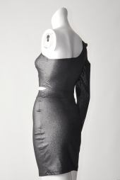 Ergü Kadın Füme Jakarlı Yüksek Bel Etek Tek Kollu Asimetrik Body Takım Ergü1511-3 - 3