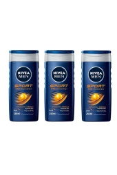 Nivea Duş Jeli Men Sport Clean 250 ml (250 ml x 3 adet =750 ml ) - 1