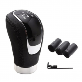 Üniversal Siyah Dikişli Deri Spor Görünümlü Vites Topuzu Değişen Kapaklı Aparatlı Manuel Vites Kolu - 1