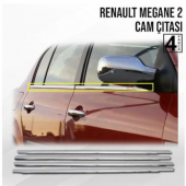 Renault Megane 2 Sedan 2004-2010 Krom Cam Çıtası 4 Kapı 4 Parça Paslanmaz Çelik - 1