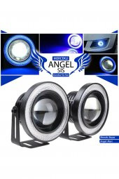 Üniversal Mercekli Angel Sis Farı Metal Su Geçirmez 76 mm Mavi Halkalı Angel Eyes - 1