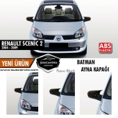 Renault Scenic 2 2004-2009 Batman Yarasa Ayna Kapağı Piano Black ABS Plastik - 1