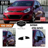Kia Rio Sinyalli 2012-2016 Batman Yarasa Ayna Kapağı Piano Black ABS Plastik - 1