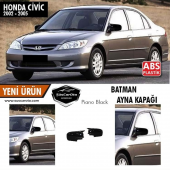 Honda Civic Vtec 2 2002-2005 Batman Yarasa Ayna Kapağı Piano Black ABS Plastik - 1