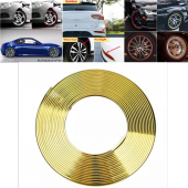 Araç Araba Oto Jant Fitili Metal Görünümlü Lastik Jant Trim Bandı Jant Şeriti 8 Metre Gold - 1