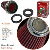 Carub Ses & Performans Arttırıcı Açık Hava Filtresi Uzun Tip Kırmızı +6 Hp Aparatlı Üniversal - 3