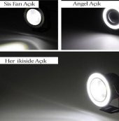 Üniversal Mercekli Angel Sis Farı Metal Su Geçirmez 89 mm Buz Mavi Halkalı Angel Eyes - 6