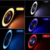 Üniversal Mercekli Angel Sis Farı Metal Su Geçirmez 76 mm Kırmızı Halkalı Angel Eyes - 12