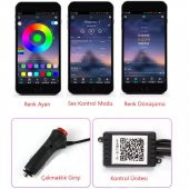 Araç İçi App Kontrollü RGB Atmosfer Ambiyans Led Neon Lamba 5 Parça 6 Metre thumbnail 7
