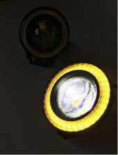 Üniversal Mercekli Angel Sis Farı Metal Su Geçirmez 76 mm Sarı Halkalı Angel Eyes - 8