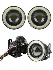 Üniversal Mercekli Angel Sis Farı Metal Su Geçirmez 76 mm Sarı Halkalı Angel Eyes - 10