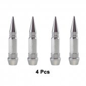 Sivri Sibop Kapağı Mermi Sibop Kapağı Araba Motosiklet Bisiklet Metal 4 lü Set Gümüş Krom - 8