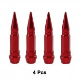 Sivri Sibop Kapağı Mermi Sibop Kapağı Araba Motosiklet Bisiklet Metal 4 lü Set Kırmızı - 10