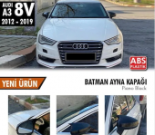 Audi A3 8V 2012-2019 Batman Yarasa Ayna Kapağı Piano Black ABS Plastik - 1