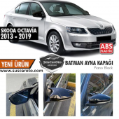 Skoda Octavia 2013-2020 Batman Yarasa Ayna Kapağı Piano Black ABS Plastik - 1