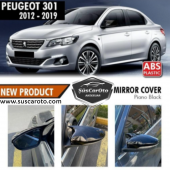 Peugeot 301 2012-2019 Batman Yarasa Ayna Kapağı Piano Black ABS Plastik thumbnail 1