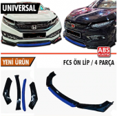 Üniversal Esnek 4 Parça Mavi Dilli Lip Piano Black Flaplı Kanatlı ABS Plastik - 1
