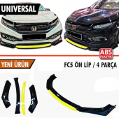 Üniversal Esnek 4 Parça Sarı Dilli Lip Piano Black Flaplı Kanatlı ABS Plastik - 1
