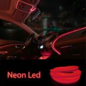 Araç Araba İçi Torpido Ledi Renkli İp Neon İp Led 2 Metre Kırmızı - 3