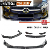 Üniversal Esnek BRABUS Lip 3 Parça Piano Black ABS Plastik Flaplı - 1