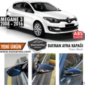 Renault Megane 3 2008-2016 Batman Yarasa Ayna Kapağı Piano Black ABS Plastik thumbnail 1