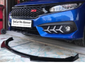 Honda Civic FC5 Esnek 3 Parça Lip Piano Black Flaplı Kanatlı - 4