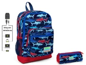 Coral High Köpekbalığı Baskılı İlkokul Sırt Çantası ve Kalemlik Seti - Erkek Çocuk - USB Soketli thumbnail 1