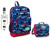 Coral High Mavi Köpekbalığı Baskılı Okul Çantası ve Beslenme Çantası Seti - Erkek Çocuk - USB Soketli thumbnail 1