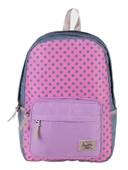 Kaukko 3 Colors Pembe-Gri Puantiyeli Okul ve Günlük Sırt Çantası - 1