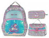 Kaukko Kids&Love Turkuaz-Pembe Unicorn İlkokul Çanta Seti - Kız Çocuk - Parlak - 1