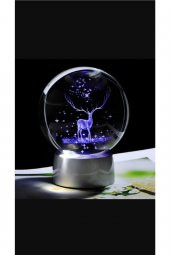Geyik Temalı Işıklı Renk Değiştiren Dekoratif Cam Küre - 1
