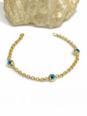 14 Ayar Altın Cam Göz Boncuk Efsane Model Günlük Bileklik thumbnail 3