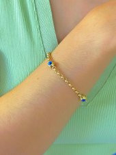 14 Ayar Altın Cam Göz Boncuk Efsane Model Günlük Bileklik thumbnail 4