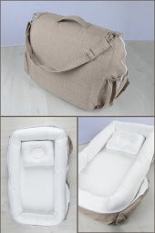 Çantalı Taşınabilir Bebek Reflü Yatağı, Yastığı, Babynest, Anne Çantası Dokuma Kumaş Çocuk Araç Gereçleri thumbnail 8