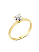 8 Ayar Altın Klasik Montür Zirkon Taş Tektaş Yüzük thumbnail 1