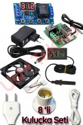 8 Li Set Kuluçka makinesi Termostadı,Zaman Modülü ,Kuluçka Fanı, Kuluçka Nem Ölçer, Adaptör - 1