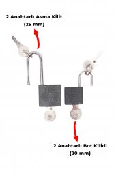 2li Kilit Seti - Asma Kilit ve Bot Kilidi - 25mm ve 20mm - Asker Malzemeleri - 2