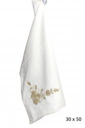 Bulteks Simli Nakışlı Kadife El Havlusu 30x50 Desen 4 - 5