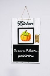 Kitchen  Ahşap Yazı Tahtası Dekoratif Halat İp Askılı Kara Tahta Beyaz - 1