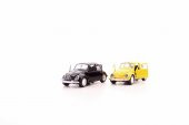 2 Adet Çek-Bırak Metal Vosvos Araba Dıe Cast Büyük Boy 12cm Sarı-Siyah - 5