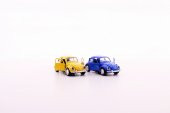 2 Adet Çek-Bırak Metal Vosvos Araba Dıe Cast Büyük Boy 12cm Sarı-Lacivert - 6