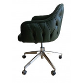 Bilgisayar Sandalyesi Kapitone Desenli Yeşil Renk Suni Deri - 1