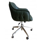 Bilgisayar Sandalyesi Kapitone Desenli Yeşil Renk Suni Deri - 3