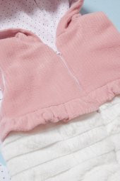 Kız Bebek Ayıcık Nakışlı Peluş Yelekli 3lü Eşofman Takımı 14579 - 2