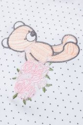 Kız Bebek Ayıcık Nakışlı Peluş Yelekli 3lü Eşofman Takımı 14579 - 4